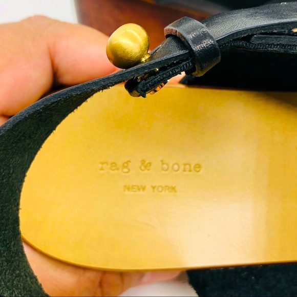 Rag & Bone Leather Square Toe Wood Heel City Sandals 7.5 NWT - Picture 7 of 13